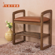 European-style solid wood entrance shoe stool shoe rack footstool storage stool modern simple liftable stool bench stool