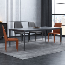 Italian minimalist rock plate dining table Modern simple household industrial wind aviation aluminum rectangular light luxury dining table and chair combination