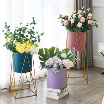 Nordic light luxury flower stand fake flower simulation flower potted living room floor flower stand ornaments interior decoration flower pot cover