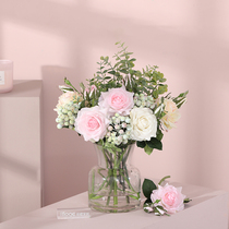 Clearance of real flowers Rose table furnishings Nordic fake flowers simulation flowers home living room ornaments silk flowers plastic flowers