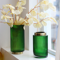 Nordic style light luxury transparent glass vase living room table dried flower arrangement ornaments decoration fake floral set