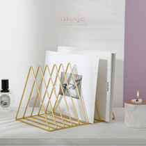 Mo Ge Nordic Iron Triangle bookshelf newspapers and magazines storage decoration rack living room study desk shelf