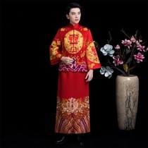 Rental 2021 new Chinese dress groom wedding toast dragon and phoenix coat Tang suit Shuanglong hand-embroidered male Xiuhe