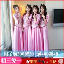 Rental bridesmaid clothes 2021 spring and summer new Korean version of the banquet Xiaoxian thin sister group party graduation wedding dress