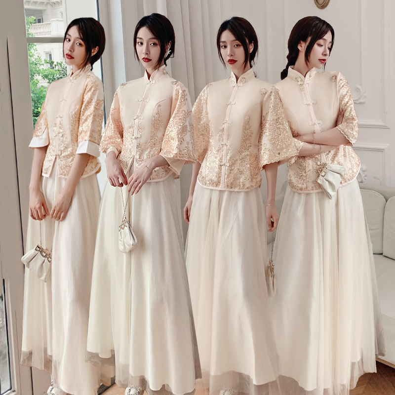 Out of rental Chinese bridesmaid's clothing 2022 new Chinese wind and sisterhood gown with a slim and long version of toast dress