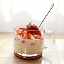 ins glass Milk breakfast cup Big belly cup Bowl with lid spoon set Heat-resistant coffee flower tea cup Beer cup