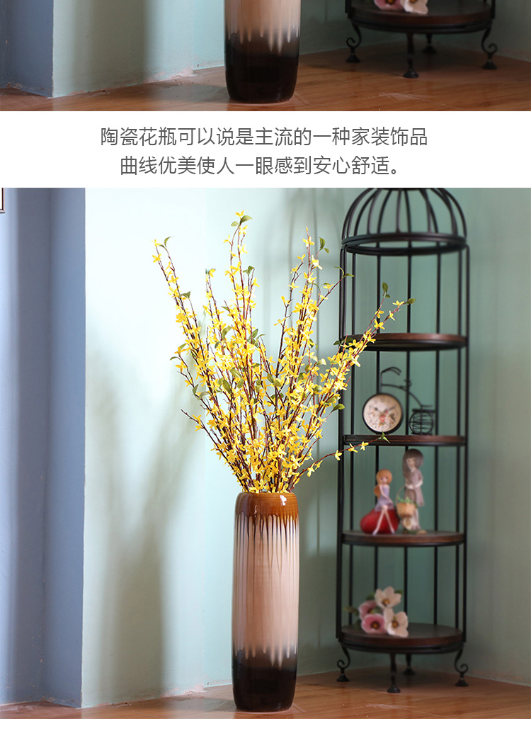 景德镇干花落地花瓶大号陶瓷客厅玄关欧式现代简约中式插花摆件