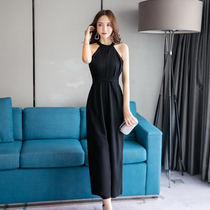 Jumpsuit Womens summer 2021 new fashion socialite temperament cross halter neck jumpsuit jumpsuit wide leg pants