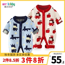 Baby autumn wool jumpsuit infants and young children in the spring and autumn cotton double cartoon sweater suits men baby romper