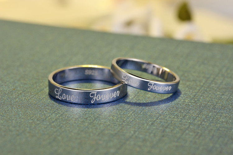 s925纯银英文情侣戒指男女开口学生日韩潮人单身食指小指环 刻字