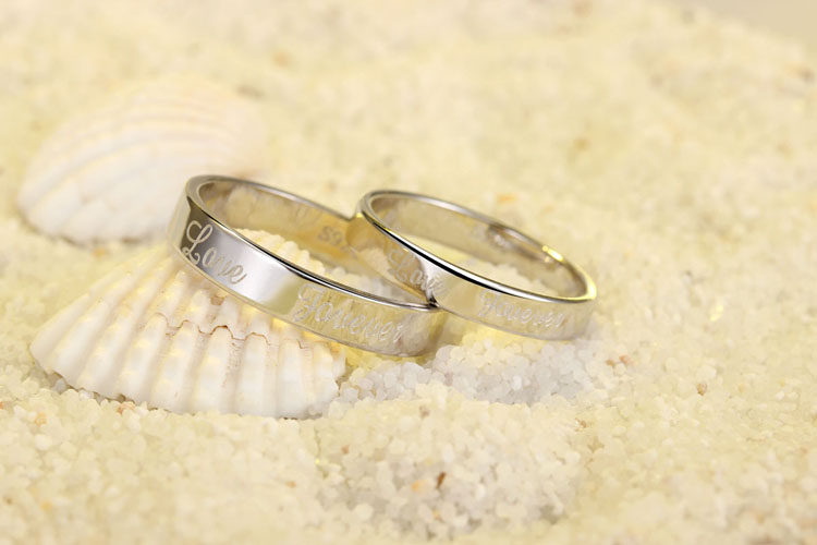 s925纯银英文情侣戒指男女开口学生日韩潮人单身食指小指环 刻字