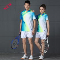Red lapel badminton sportswear set for men and women short sleeve table tennis costume competition suit polo fir custom