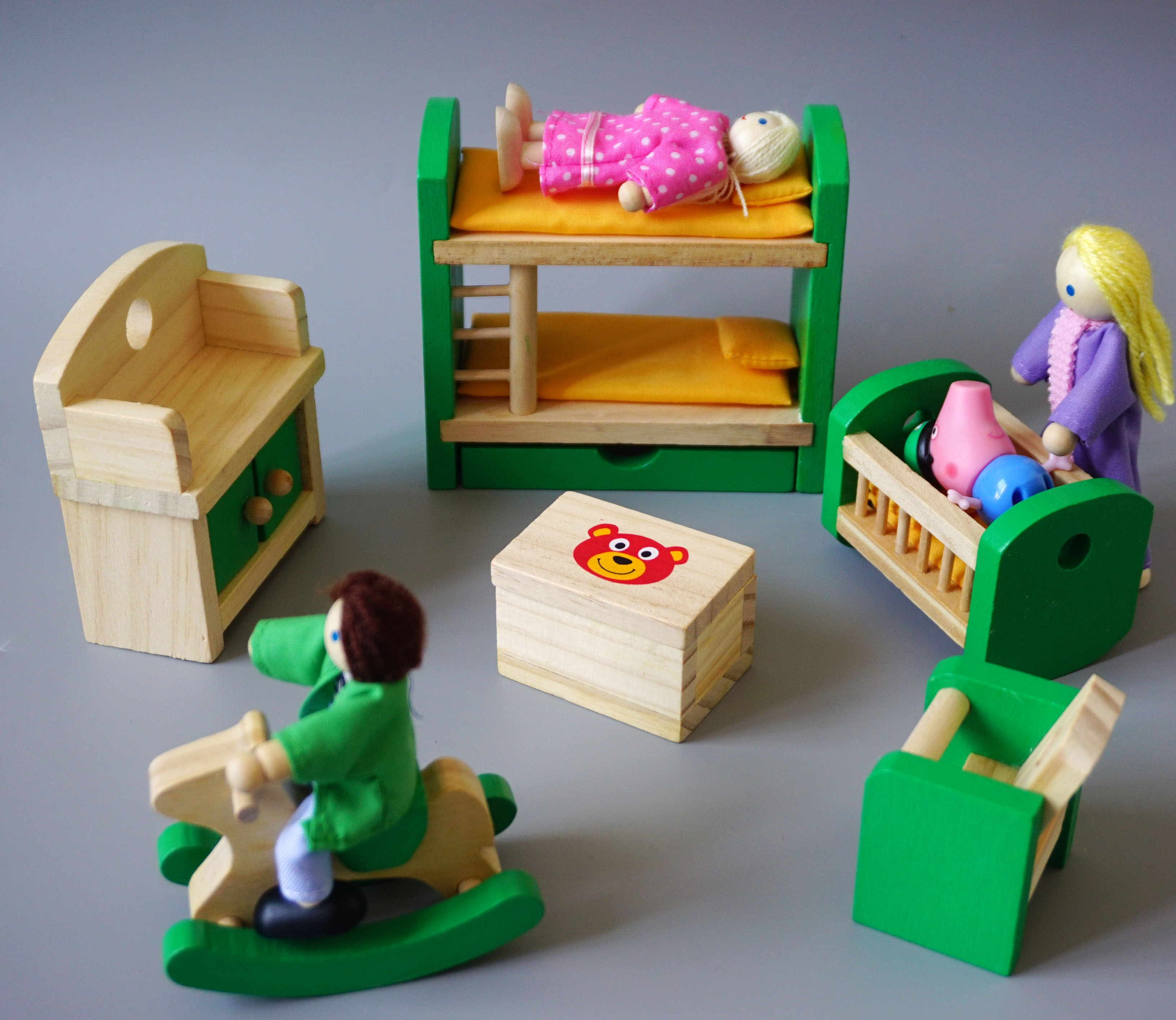 出口迷你仿真小家具 木质娃娃屋摆件儿童过家家玩具浴室厨房卧室