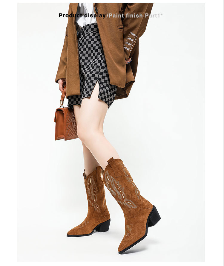 Sue's Embroid Women Cowboy Western Boots Leather Boots 