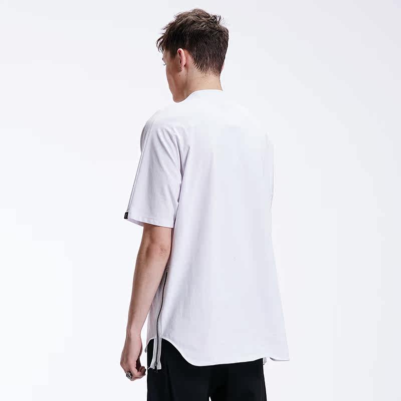 dx潮牌时尚男装夏季短袖t恤 纯色侧身拉链t恤衫xm7232ct3201