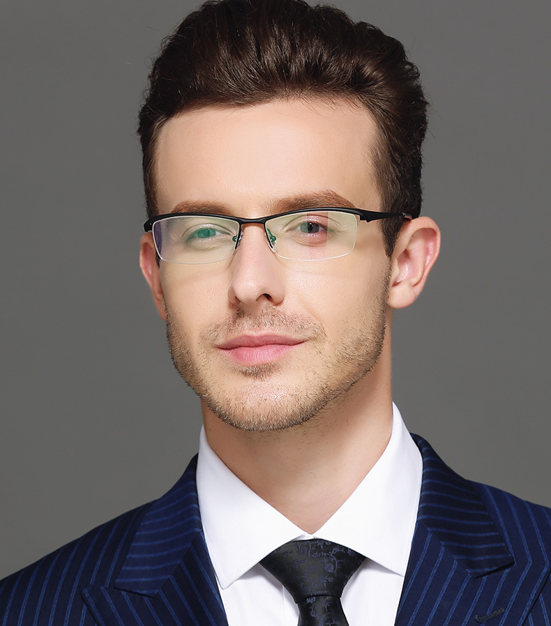 亿超 眼镜框男 纯钛商务半框眼镜架眉线框眼镜可配近视男fg80045