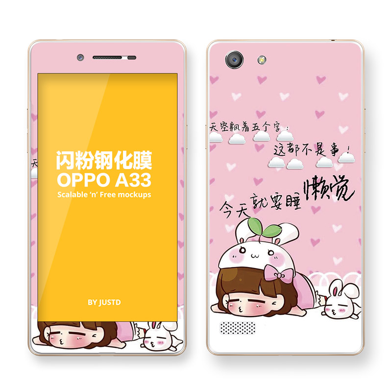 oppoa33钢化膜彩膜oppoa33t钢化膜贴膜前后膜a33手机膜卡通全屏女产品展示图4