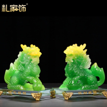 Zhaocai Qilin Ornaments Crafts Pair of Desks Creative Small Set Home Office TV Cabinet Decorations