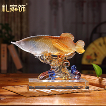 Ritual Home Decoration Ancient Law Glass Decoration Ornaments Wealth Golden Dragon Fish Home Living Room Decorations Opening Crafts