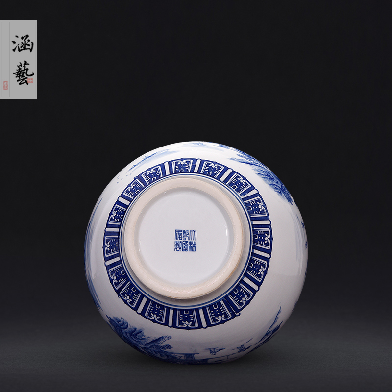 Jingdezhen ceramics archaize qianlong landscape of blue and white porcelain vases, flower arranging Chinese sitting room adornment handicraft furnishing articles