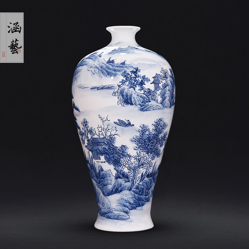 Jingdezhen ceramic hand - made porcelain shan spring scenery beauty bottles of sitting room place flower arrangement of new Chinese style decoration