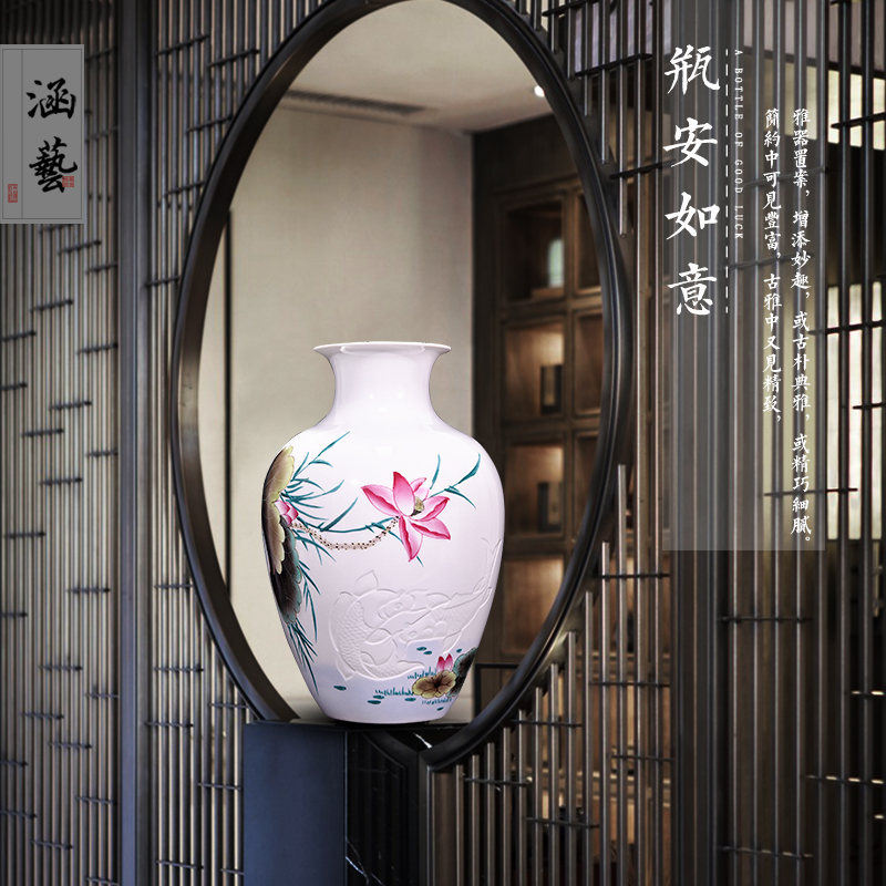 Jingdezhen ceramic knife clay hand - made vases, flower arranging Chinese style household living room TV cabinet decoration handicraft furnishing articles