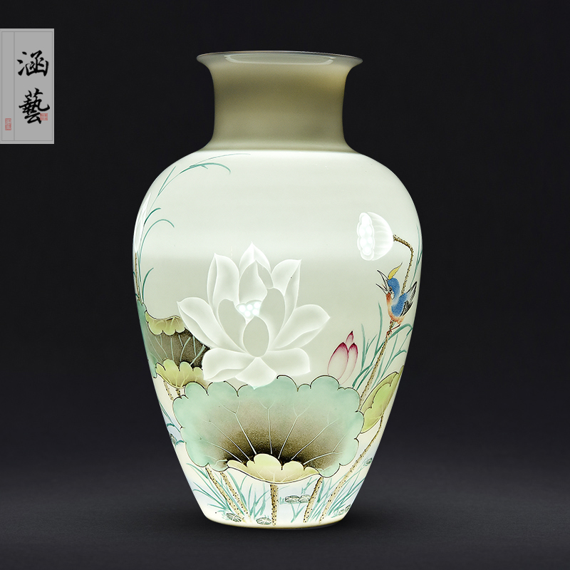 Jingdezhen ceramic knife clay hand - made vases, flower arranging Chinese style household living room TV cabinet decoration handicraft furnishing articles