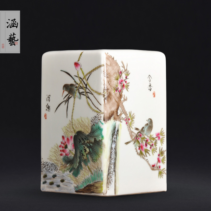 Jingdezhen ceramics hand - made clear interest contained sweet home furnishing articles collection square vase Chinese style classical process