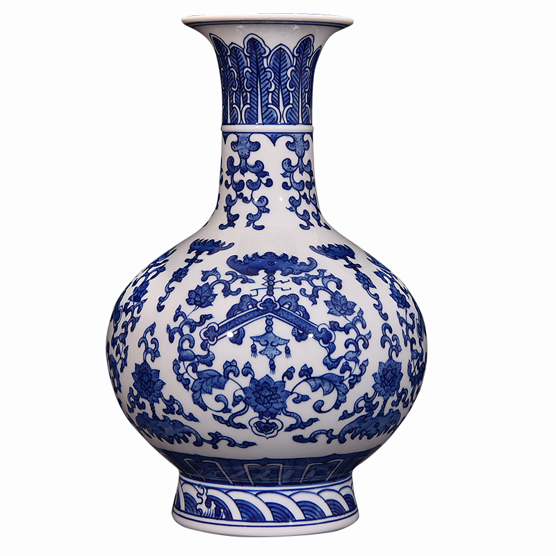 Jingdezhen ceramic hand - made archaize of blue and white porcelain vase furnishing articles flower arranging new Chinese style living room decoration craft gift