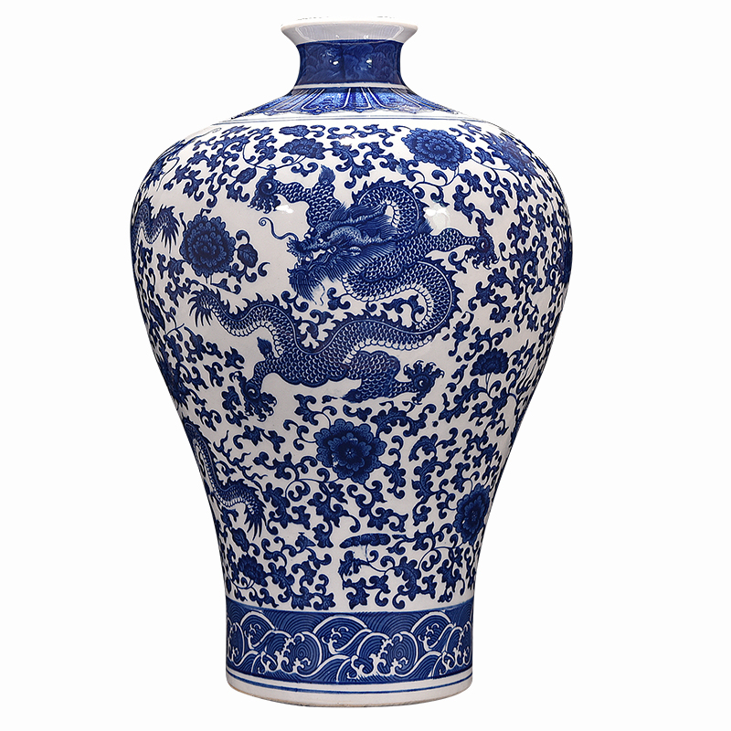 Blue and white porcelain of jingdezhen ceramics antique vases, flower arranging the sitting room of Chinese style household decorate gifts TV ark, furnishing articles