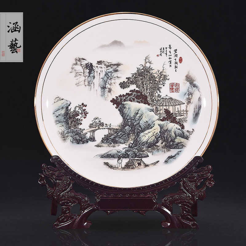 Jingdezhen porcelain pottery brigitte jian was born the tide decorate dish by dish hang dish of new Chinese style living room porch handicraft furnishing articles