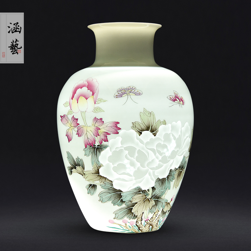 Jingdezhen ceramic knife clay hand - made vases, flower arranging Chinese style household living room TV cabinet decoration handicraft furnishing articles