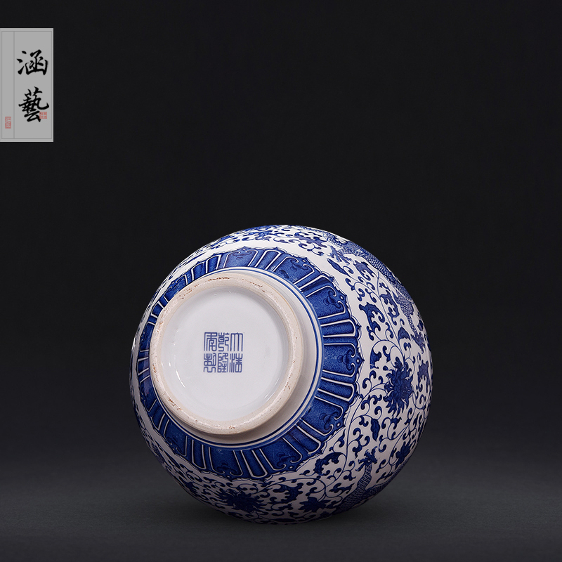 Jingdezhen ceramics antique blue - and - white bound branch dragon vase of new Chinese style furnishing articles flower arrangement sitting room adornment handicraft