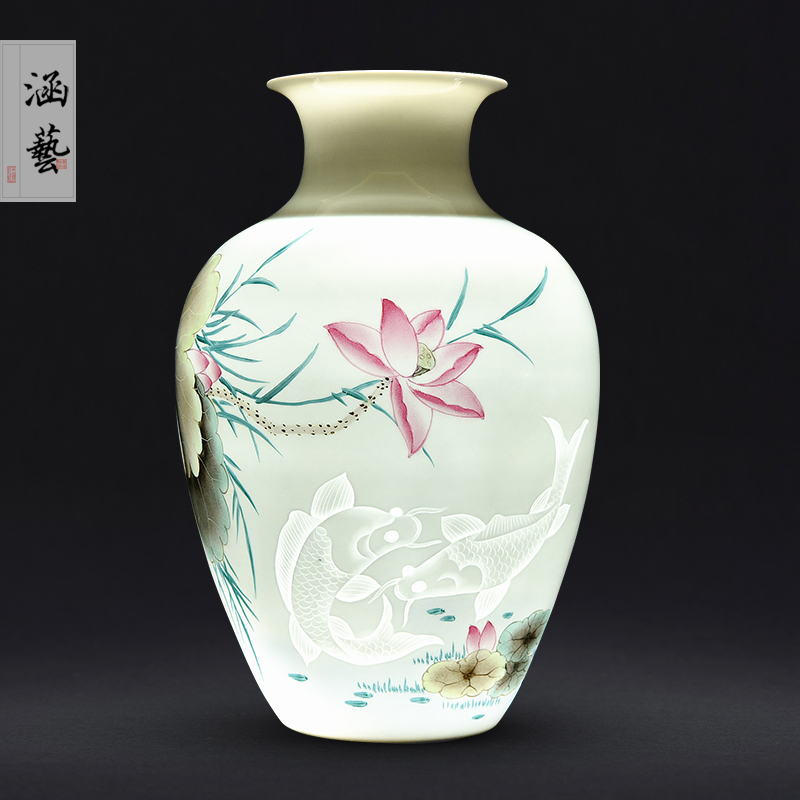 Jingdezhen ceramic knife clay hand - made vases, flower arranging Chinese style household living room TV cabinet decoration handicraft furnishing articles