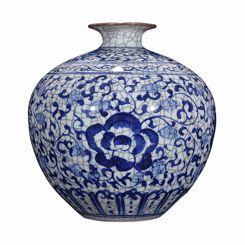 Jingdezhen ceramics up archaize crack do old blue and white hand - made vases, Chinese style decorates porch place, a living room
