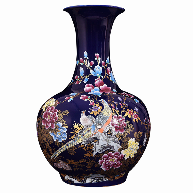 Jingdezhen ceramics vase landing large new Chinese style household gift flower arrangement sitting room adornment TV ark, furnishing articles