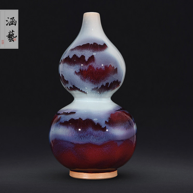 Jingdezhen ceramics up with jun porcelain landscape gourd bottle of new Chinese style flower arrangement sitting room adornment handicraft furnishing articles