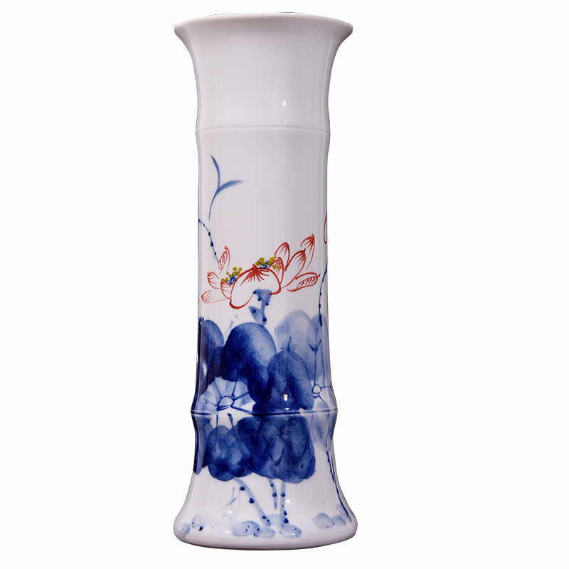 Jingdezhen blue and white porcelain painting Chinese checking flower vase furnishing articles sitting room porch decoration ceramics handicraft