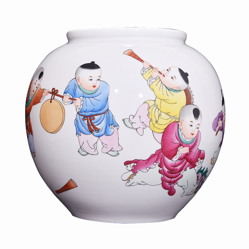 Jingdezhen ceramic hand - made baby play JiXiangFu tube of new Chinese style flower arrangement sitting room decoration as furnishing articles craft gift