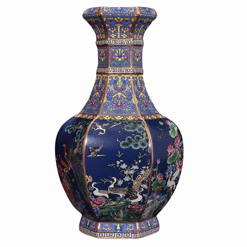 Qianlong vase enamel antique vase of jingdezhen ceramics classical sitting room adornment handicraft furnishing articles present