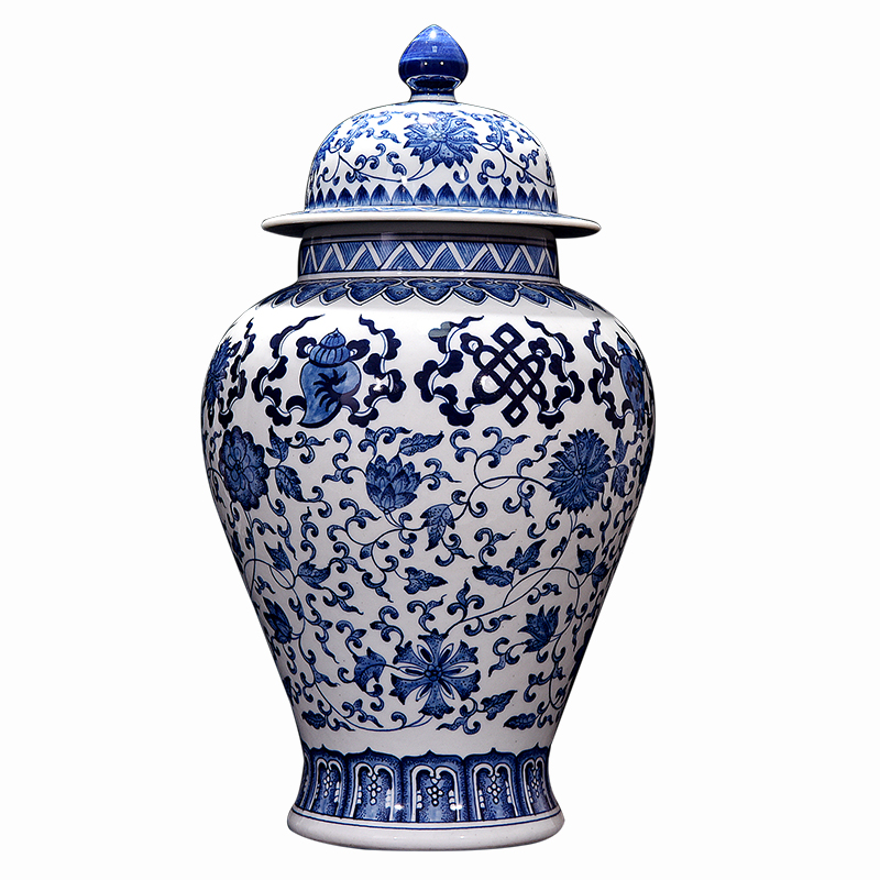 Jingdezhen ceramics general hand - made antique Chinese vase of blue and white porcelain pot sitting room porch place in living in adornment