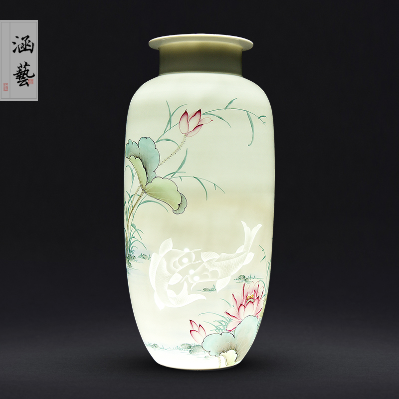 Jingdezhen ceramic knife clay hand - made vases, flower arranging Chinese style household living room TV cabinet decoration handicraft furnishing articles