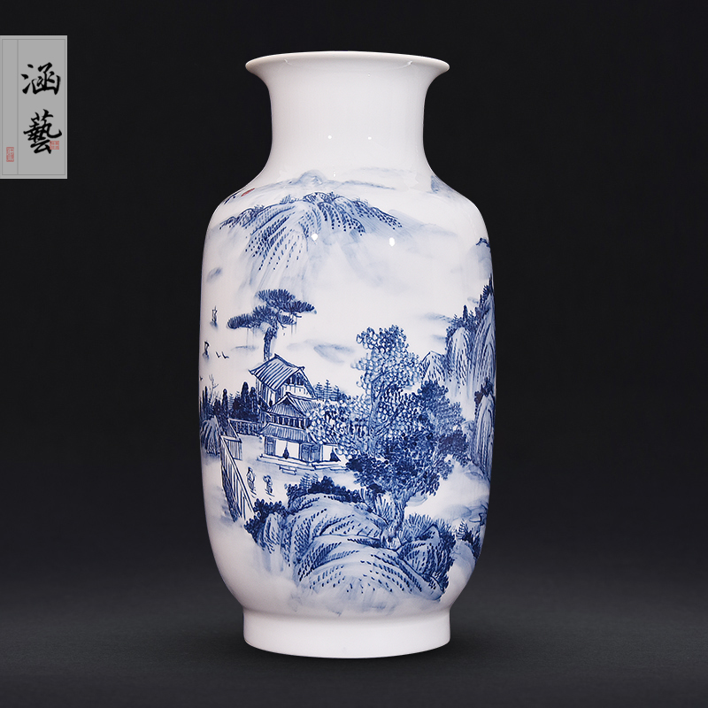 Jingdezhen ceramic hand - made porcelain spring Jiang Liushui vases, flower arrangement sitting room adornment handicraft furnishing articles of Chinese style household