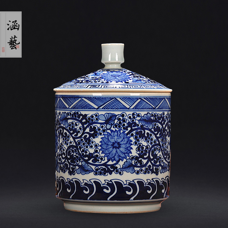 Jingdezhen porcelain vases, antique hand - made porcelain storage tank furnishing articles of modern home decoration fashion caddy fixings