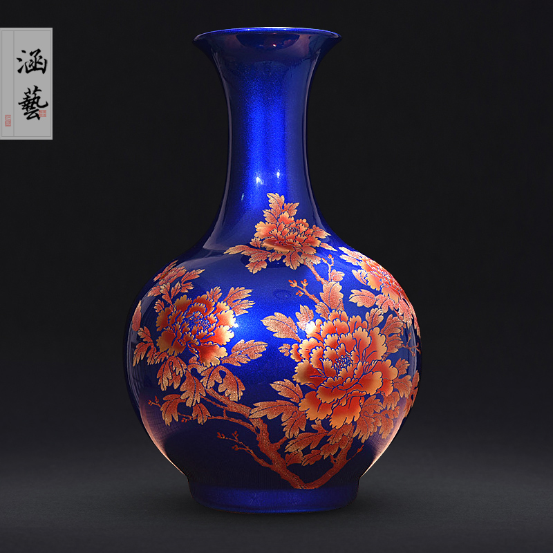 Jingdezhen ceramics blooming flowers vase modern new Chinese style household flower arrangement sitting room adornment handicraft furnishing articles