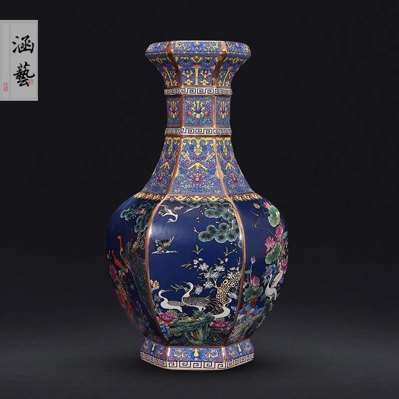 Qianlong vase enamel antique vase of jingdezhen ceramics classical sitting room adornment handicraft furnishing articles present