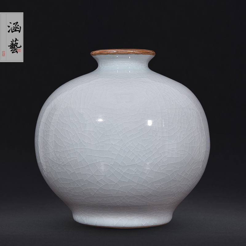 Jingdezhen ceramics new Chinese style living room rich ancient frame retro flower vase household adornment handicraft furnishing articles