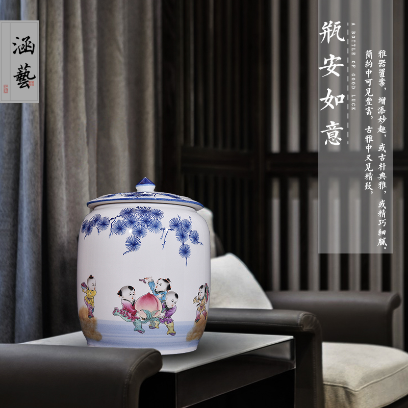 Jingdezhen ceramic beaming the was the packed tea canister to the sitting room porch Chinese style household adornment furnishing articles craft gift