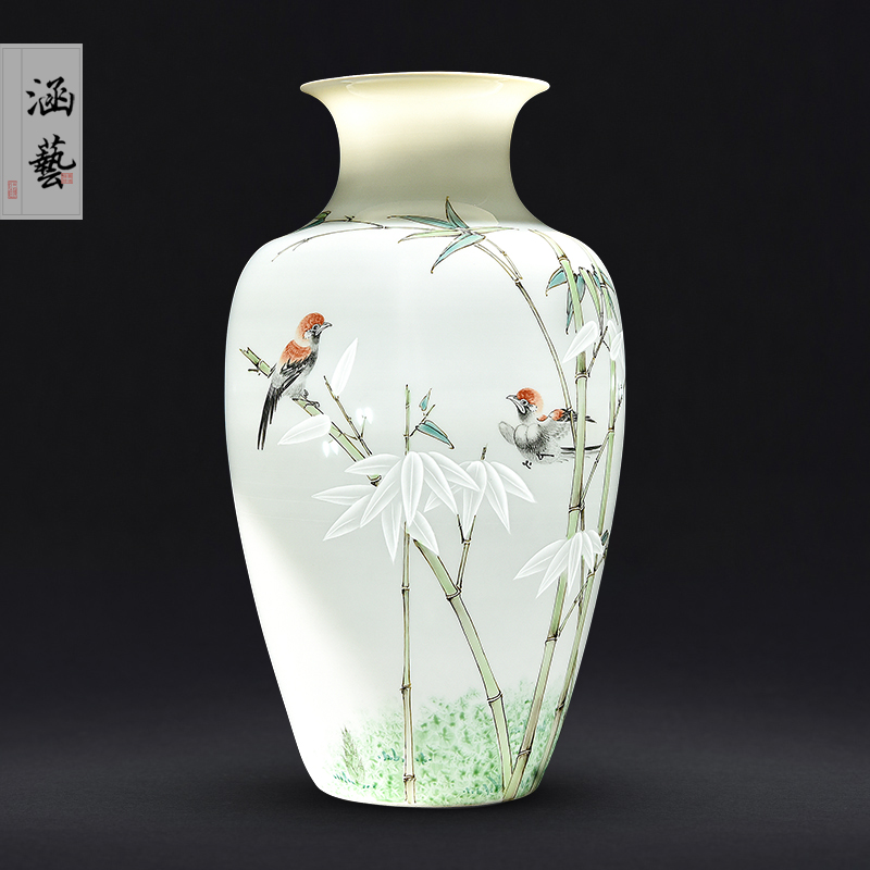 Jingdezhen ceramic knife clay hand - made vases, flower arranging Chinese style household living room TV cabinet decoration handicraft furnishing articles