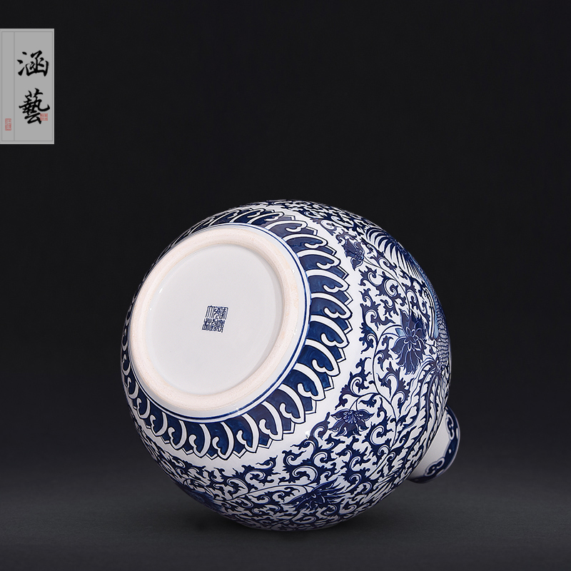 Jingdezhen ceramic hand - made porcelain bound branch longfeng large vases, new Chinese style flower arrangement sitting room adornment handicraft furnishing articles